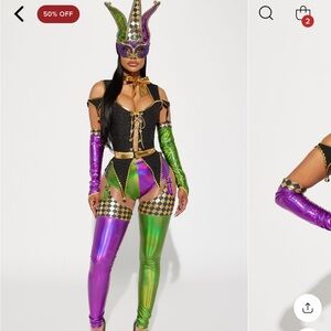 Fashion Nova Mardi Beauty Jester 4 Piece Costume Set